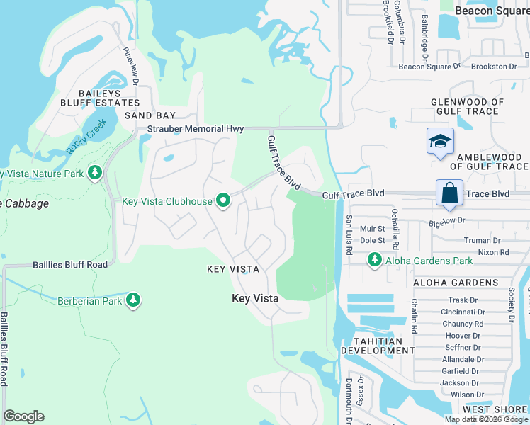 map of restaurants, bars, coffee shops, grocery stores, and more near 2716 Big Pine Drive in Holiday