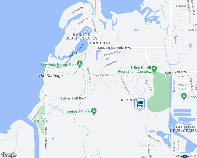 map of restaurants, bars, coffee shops, grocery stores, and more near 2650 Eagles Crest Court in Holiday