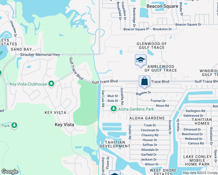 map of restaurants, bars, coffee shops, grocery stores, and more near 3044 Lecanto Street in Holiday