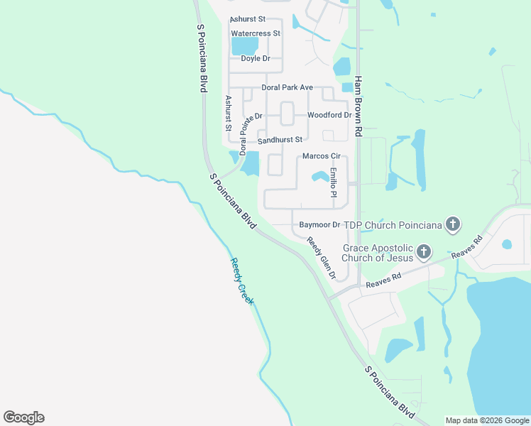 map of restaurants, bars, coffee shops, grocery stores, and more near 4657 Baymoor Drive in Kissimmee