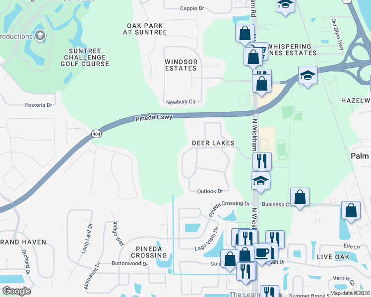 map of restaurants, bars, coffee shops, grocery stores, and more near 3496 Hoofprint Drive in Melbourne