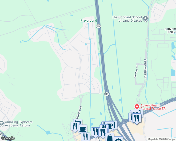 map of restaurants, bars, coffee shops, grocery stores, and more near 2838 Suncoast Blend Drive in Odessa