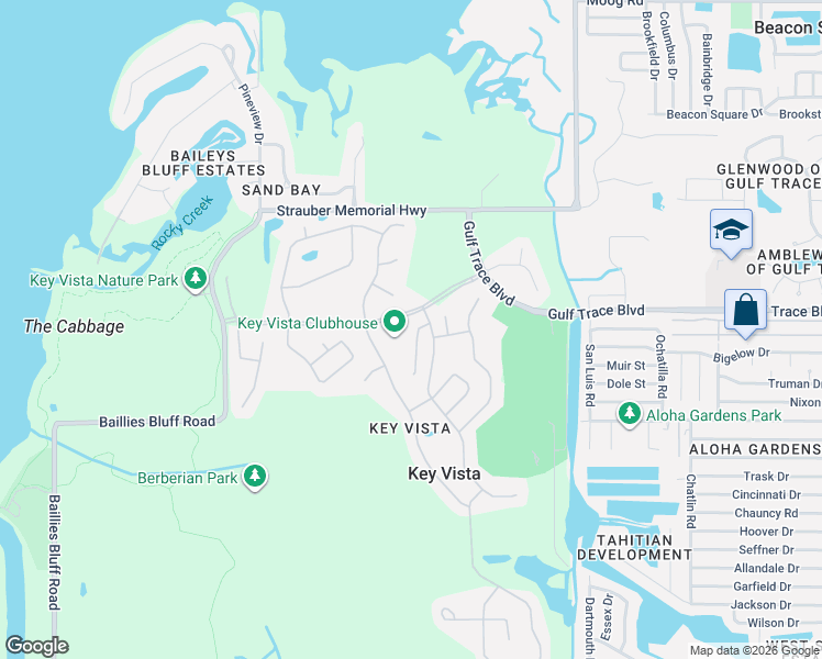 map of restaurants, bars, coffee shops, grocery stores, and more near 2709 Hawk Roost Court in Holiday