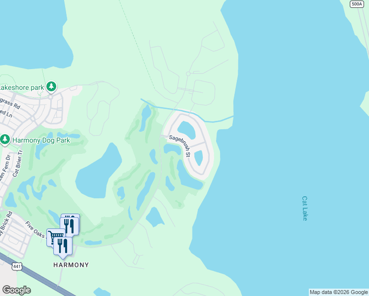 map of restaurants, bars, coffee shops, grocery stores, and more near 3326 Sagebrush Street in Osceola County