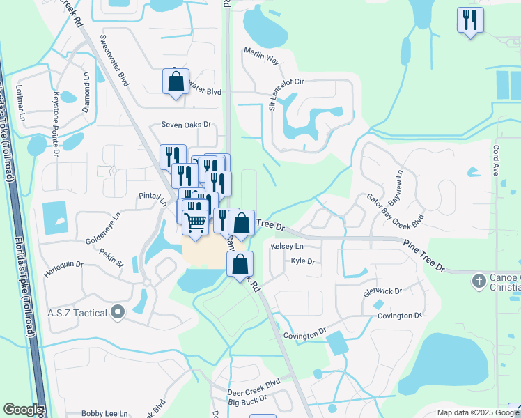 map of restaurants, bars, coffee shops, grocery stores, and more near 3205 Sawgrass Creek Circle in St. Cloud