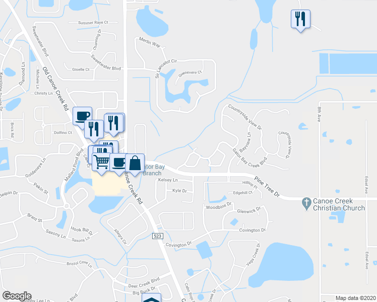 map of restaurants, bars, coffee shops, grocery stores, and more near 3314 Gator Bay Creek Boulevard in St. Cloud