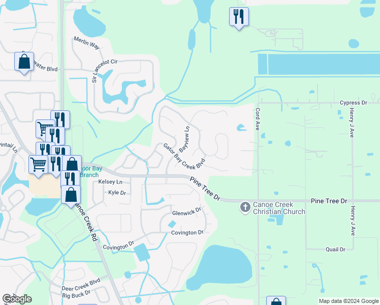 map of restaurants, bars, coffee shops, grocery stores, and more near 3304 Blue Jay Court in Saint Cloud
