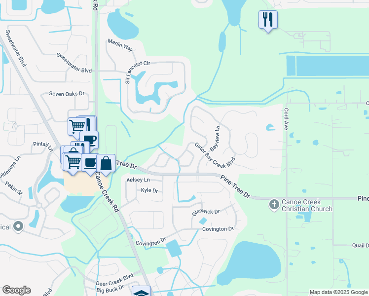 map of restaurants, bars, coffee shops, grocery stores, and more near 3332 Gator Bay Creek Boulevard in Saint Cloud