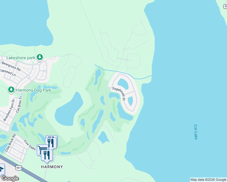 map of restaurants, bars, coffee shops, grocery stores, and more near 3304 Sagebrush Street in Osceola County