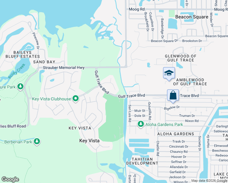 map of restaurants, bars, coffee shops, grocery stores, and more near 2916 Punta Palma Court in Holiday