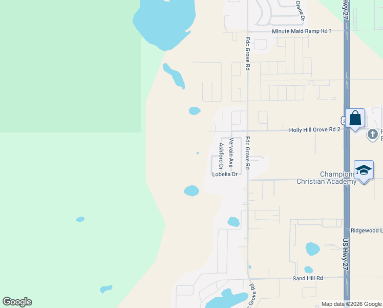 map of restaurants, bars, coffee shops, grocery stores, and more near 132 Lobelia Drive in Davenport