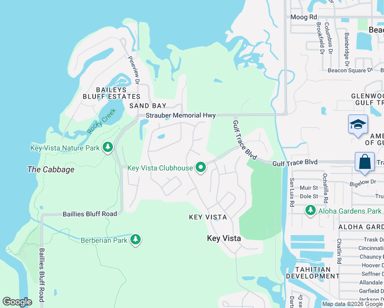 map of restaurants, bars, coffee shops, grocery stores, and more near 2514 Sandy Hill Court in Holiday