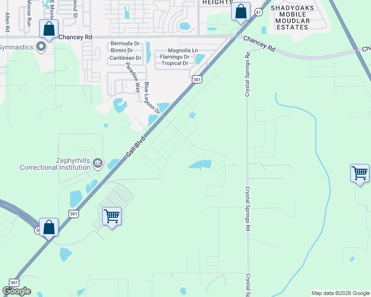 map of restaurants, bars, coffee shops, grocery stores, and more near 2909 Ivory Bluff Court in Zephyrhills