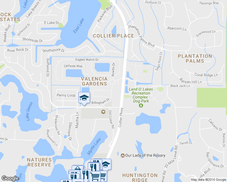 map of restaurants, bars, coffee shops, grocery stores, and more near in Pasco County