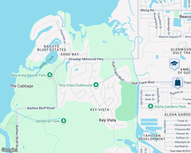 map of restaurants, bars, coffee shops, grocery stores, and more near 2529 Sandy Hill Court in Holiday