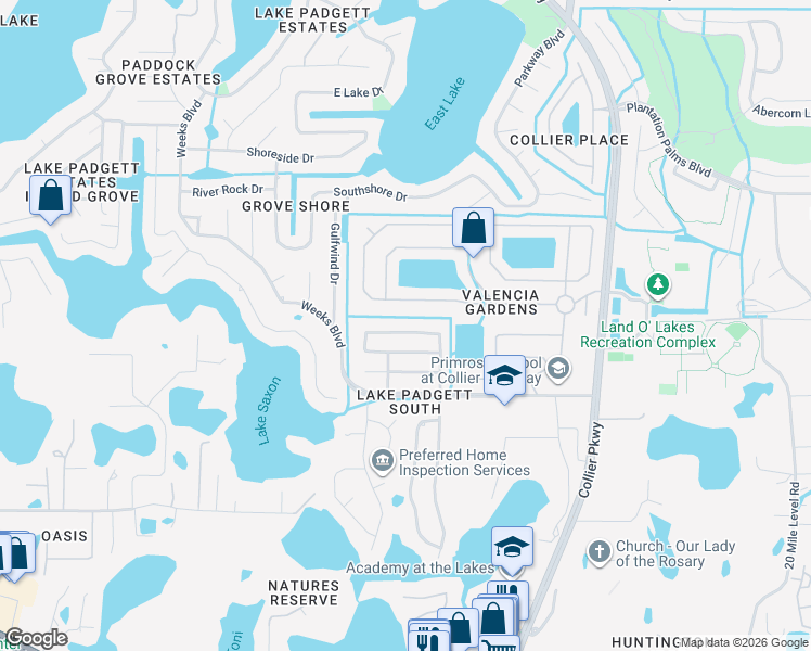 map of restaurants, bars, coffee shops, grocery stores, and more near 22777 Penny Loop in Land O' Lakes
