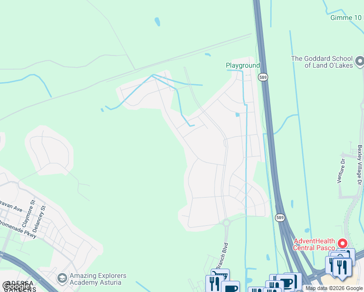 map of restaurants, bars, coffee shops, grocery stores, and more near 3095 Living Coral Drive in Odessa