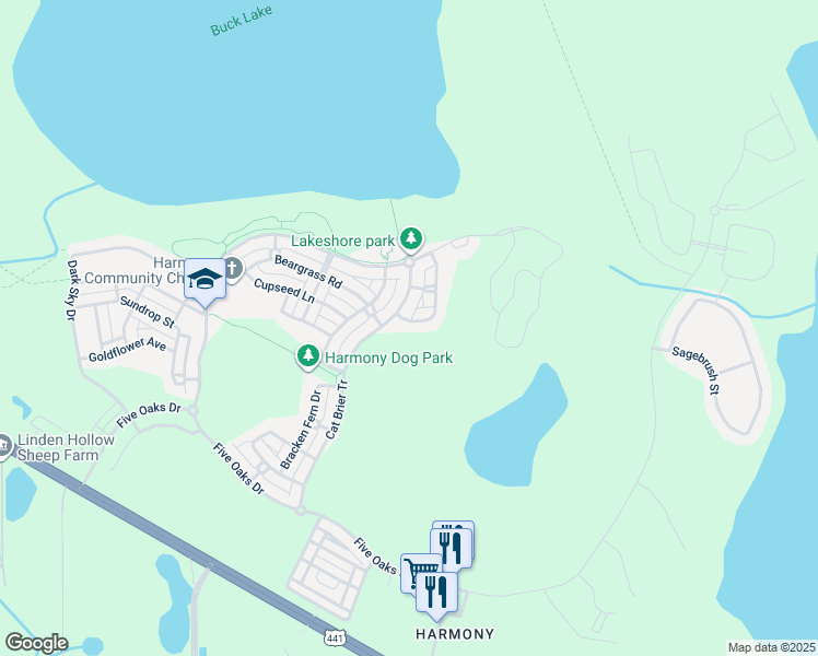 map of restaurants, bars, coffee shops, grocery stores, and more near 7104 Indian Grass Road in St. Cloud