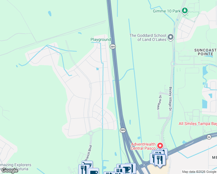 map of restaurants, bars, coffee shops, grocery stores, and more near 2916 Beluga Bay Drive in Odessa