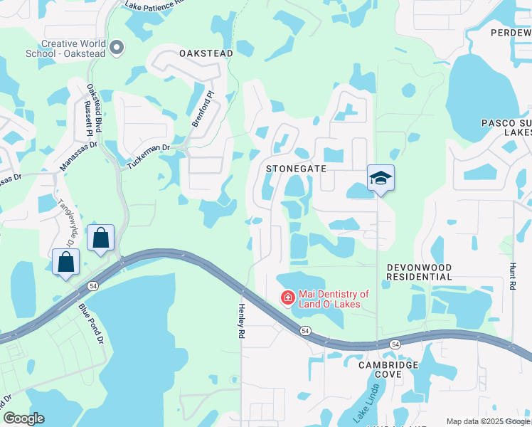 map of restaurants, bars, coffee shops, grocery stores, and more near 2903 Marble Crest Drive in Land O' Lakes