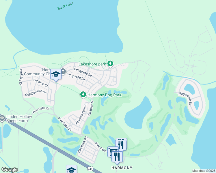 map of restaurants, bars, coffee shops, grocery stores, and more near 7102 Indian Grass Road in St. Cloud