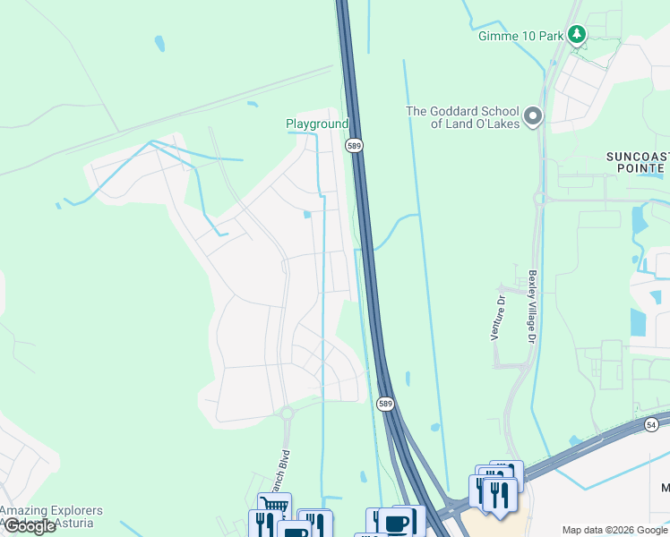 map of restaurants, bars, coffee shops, grocery stores, and more near 2991 Suncoast Blend Drive in Odessa