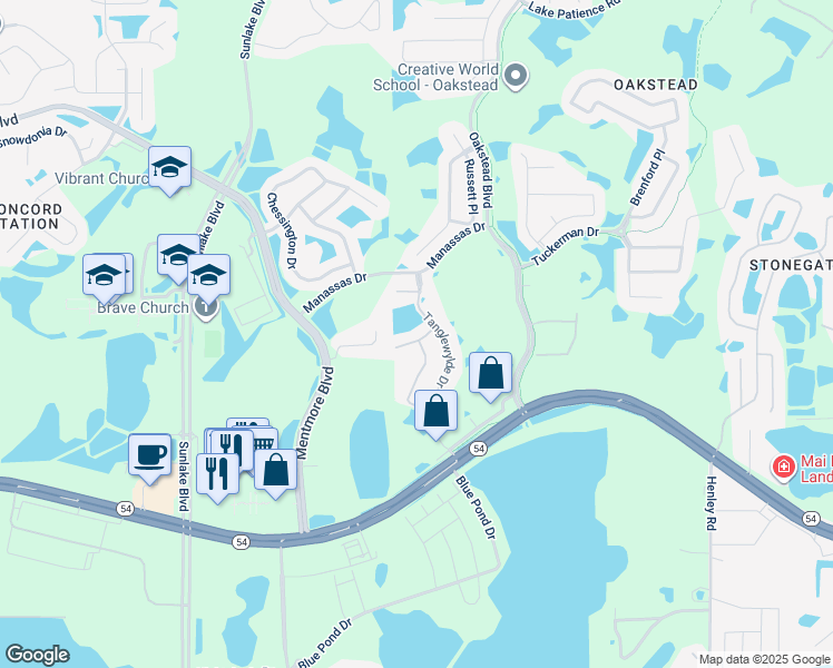 map of restaurants, bars, coffee shops, grocery stores, and more near 19309 Gophertrail Place in Land O' Lakes