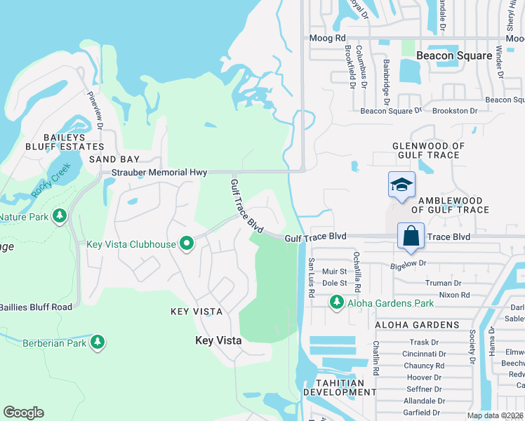 map of restaurants, bars, coffee shops, grocery stores, and more near 2824 Punta Palma Court in Holiday