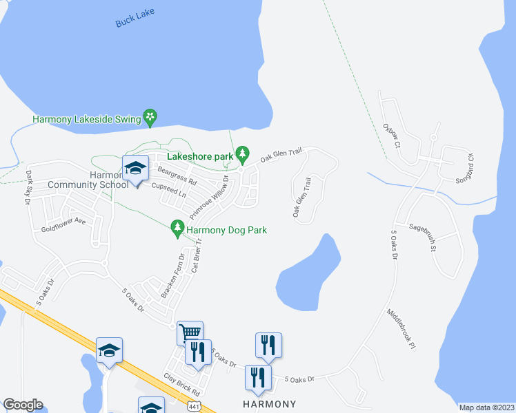 map of restaurants, bars, coffee shops, grocery stores, and more near 7114 Indian Grass Road in Saint Cloud