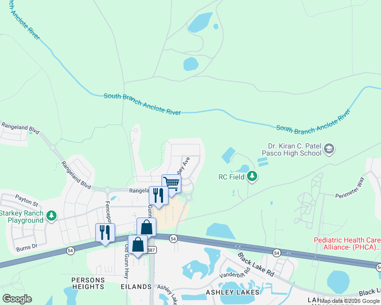 map of restaurants, bars, coffee shops, grocery stores, and more near Rangeland Boulevard in Odessa
