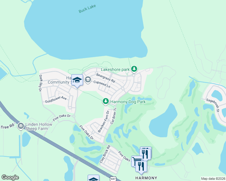 map of restaurants, bars, coffee shops, grocery stores, and more near 7010 Cupseed Lane in Osceola