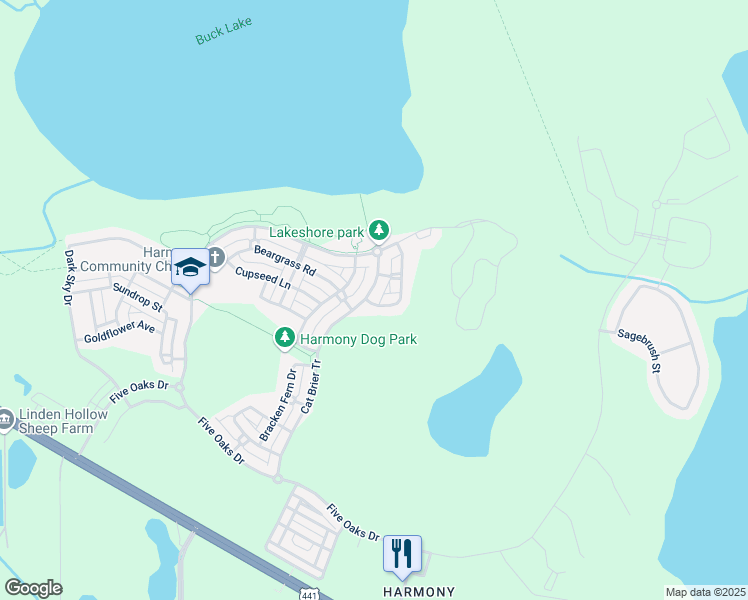 map of restaurants, bars, coffee shops, grocery stores, and more near 7104 Indian Grass Road in St. Cloud
