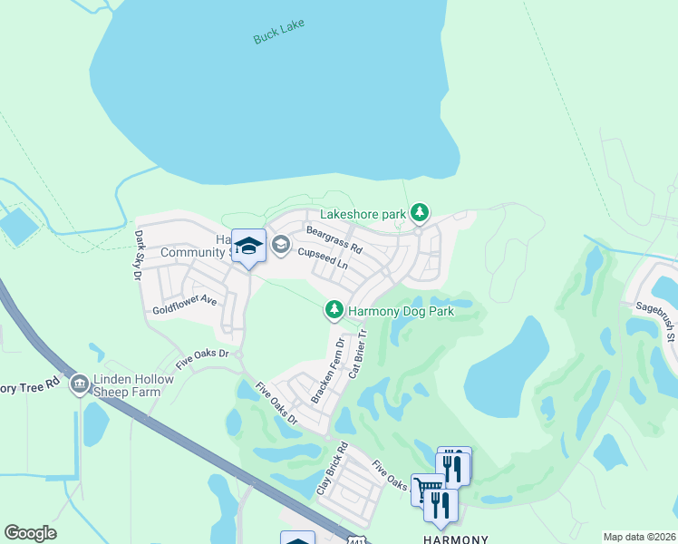 map of restaurants, bars, coffee shops, grocery stores, and more near 7015 Bluestem Road in Osceola County