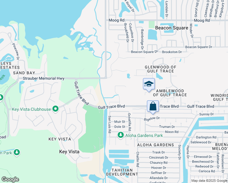 map of restaurants, bars, coffee shops, grocery stores, and more near 2923 Jacob Crossing Lane in Holiday