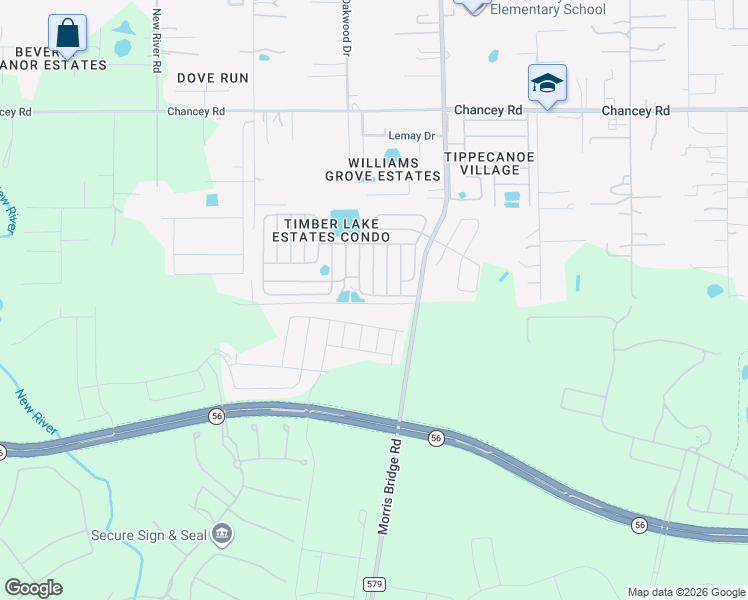 map of restaurants, bars, coffee shops, grocery stores, and more near 3030 Beaver Creek Drive in Zephyrhills