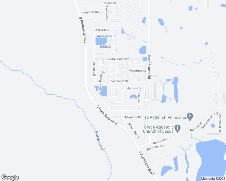 map of restaurants, bars, coffee shops, grocery stores, and more near 3242 Murray Hill Loop in Kissimmee