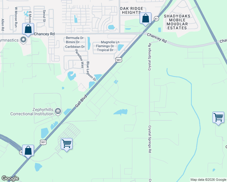 map of restaurants, bars, coffee shops, grocery stores, and more near 3101 Autumn Rock Drive in Zephyrhills