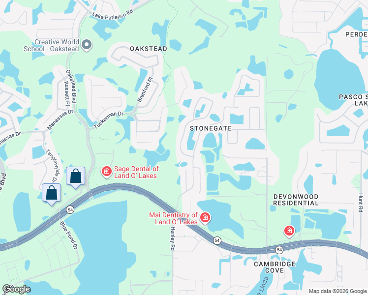 map of restaurants, bars, coffee shops, grocery stores, and more near 3019 Marble Crest Drive in Land O' Lakes