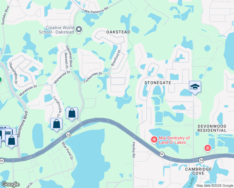 map of restaurants, bars, coffee shops, grocery stores, and more near 3018 Lynwood Court in Land O' Lakes