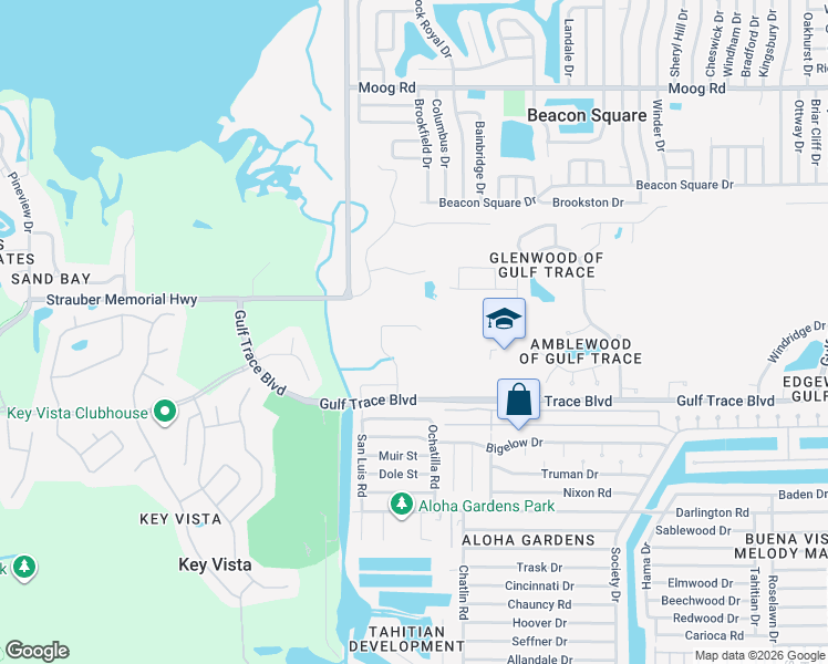 map of restaurants, bars, coffee shops, grocery stores, and more near 2923 Jacob Crossing Lane in Holiday