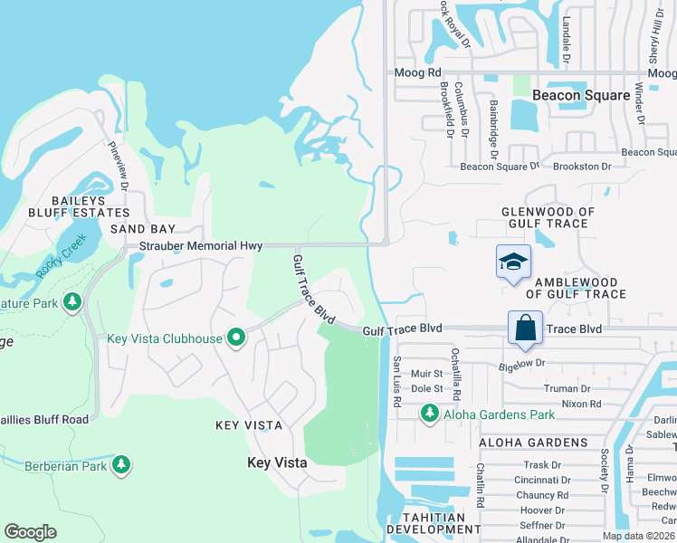 map of restaurants, bars, coffee shops, grocery stores, and more near 2911 Ponce Court in Holiday