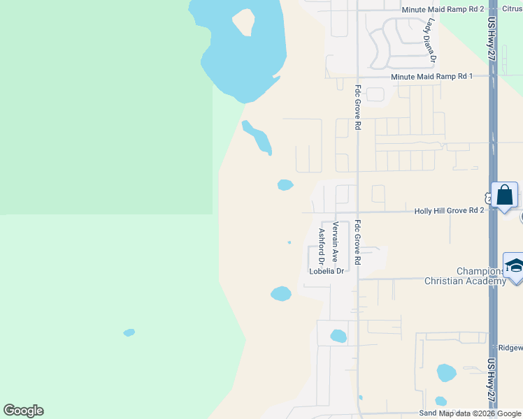 map of restaurants, bars, coffee shops, grocery stores, and more near 2936 Holly Hill Grove Road 2 in Davenport