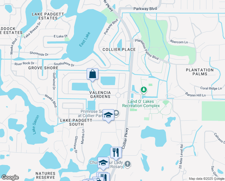 map of restaurants, bars, coffee shops, grocery stores, and more near 22920 Bay Cedar Drive in Land O' Lakes