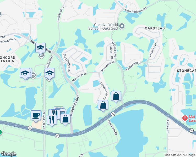 map of restaurants, bars, coffee shops, grocery stores, and more near 19248 Barred Owl Court in Land O' Lakes