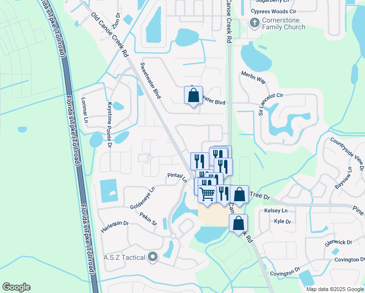 map of restaurants, bars, coffee shops, grocery stores, and more near 2376 Seven Oaks Drive in St. Cloud