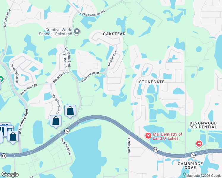 map of restaurants, bars, coffee shops, grocery stores, and more near 3018 Lynwood Court in Land O' Lakes