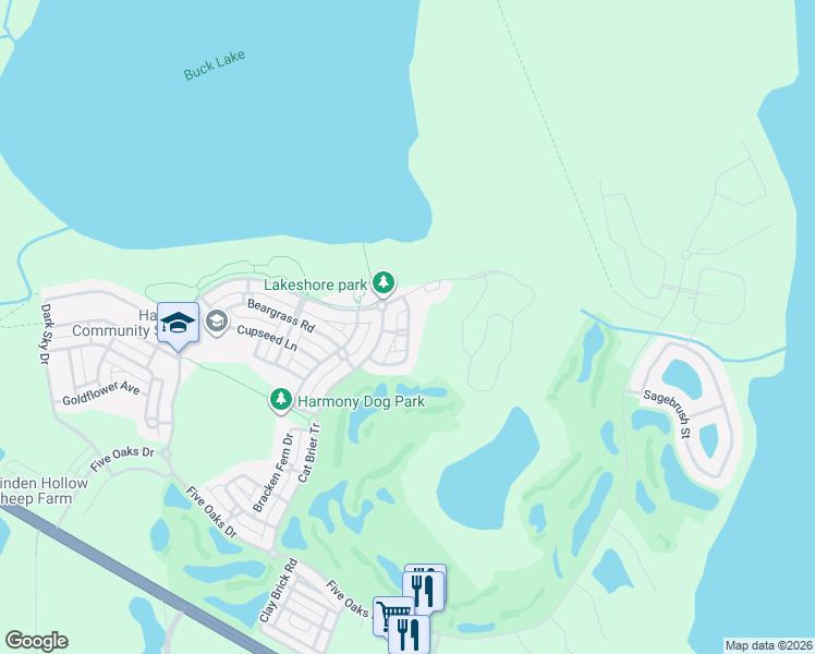 map of restaurants, bars, coffee shops, grocery stores, and more near 7128 Indian Grass Road in St. Cloud