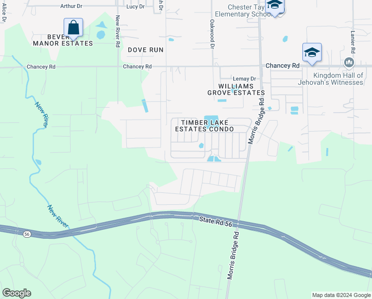 map of restaurants, bars, coffee shops, grocery stores, and more near 34105 Brown Bayou in Zephyrhills