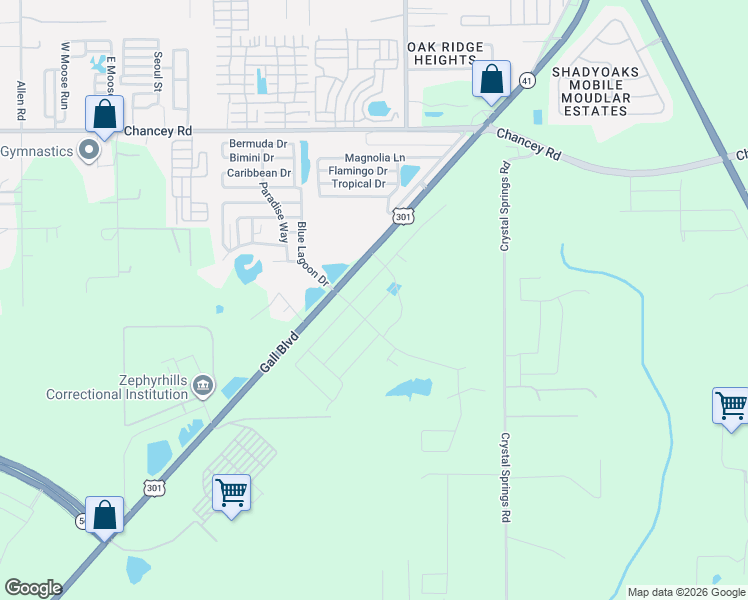 map of restaurants, bars, coffee shops, grocery stores, and more near 3115 Adams Cross Drive in Zephyrhills