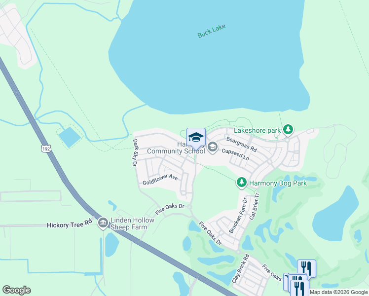 map of restaurants, bars, coffee shops, grocery stores, and more near 3119 Dark Sky Drive in St. Cloud